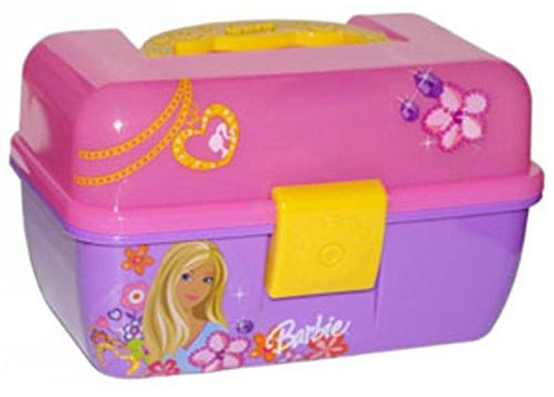 Shakespeare Barbie Play Box, Kids Fishing Tackle Box, Multi-Purpose Tackle Box with Removable Tray, Includes Practice Casting Plug