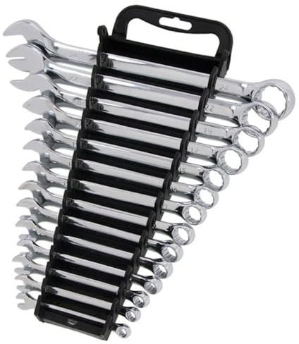 Neilsen CT0326 14pc Combination Spanner Set 6mm-24mm Polished Finish with Storage Rack