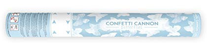 PartyDeco Konfettishooter Schmetterlinge Weiss 40cm