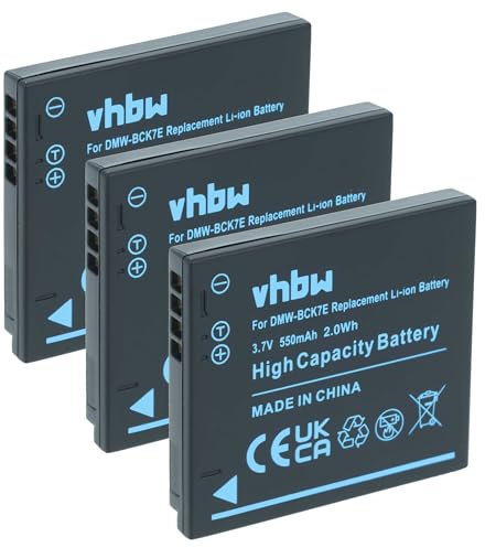 vhbw 3X Akku kompatibel mit Panasonic Lumix DMC-FT25 | DMC-FT20, DMC-FX77, DMC-FS37, DMC-FS45, DMC-FS40 Kamera (550 mAh, 3,7 V, Li-Ion)