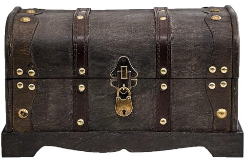 Brynnberg - Coffre au Trésor - Fabrication Durable en Bois et Métal - Design Vintage, Unique et Artisanal avec Fermeture Frontale - Élément Décoratif Frappant - Columbus 31x18x18cm