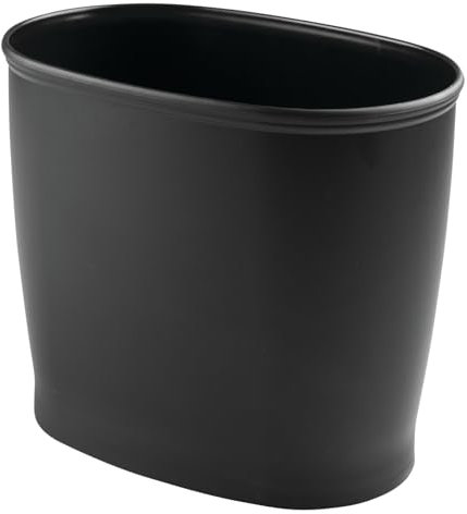 mDesign Kunststoff-Mülleimer, oval, klein, 8,5 Liter, für Badezimmer, Küche, Büro, Wohnheim – hält Abfall, Abfall, Recycling, Hyde Collection, schwarz