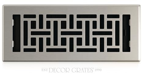 Decor Grates AJH412-NKL Oriental Floor Register, Brushed Nickel Finish, 4 x 12-Inch