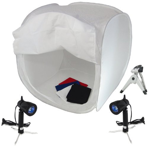 Tenda Luce Cubo Softbox Semirigido DynaSun PB01 Kit2 80cm + 4 Fondali + 2 Illuminatori + Cavalletto