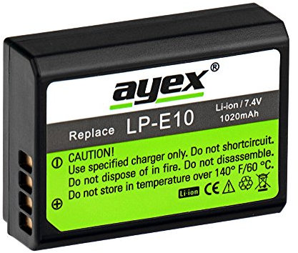 ayex LP-E10 Akku Kompatibel mit Canon EOS 1100D 1200D Rebel T3 Kiss X50 Leistungsstark & zuverlässig
