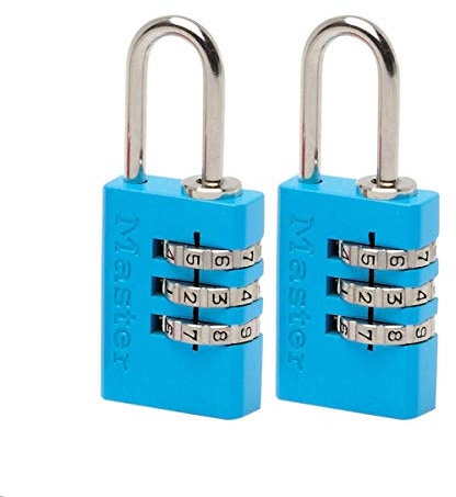 Master Lock 7620EURTCOL Lot de 2 Cadenas à Combinaison Programmable en Aluminium, Couleur Aléatoire, 2 x 5,5 x 0,9 cm