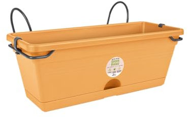 elho Green Basics Balkonkasten Allin1 30 - Übertopf für Balkon & Außen - Ø 29.5 x H 15.5 cm - Braun/Mild Terra