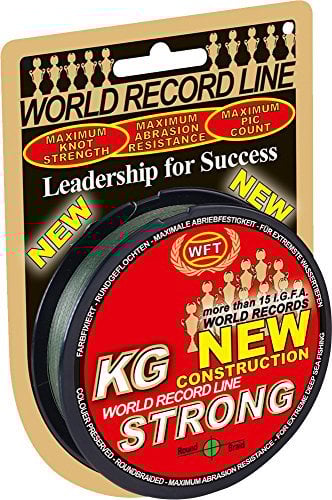 WFT KG Strong 150m 0,08mm 10kg, geflochtene Schnur, Meeresschnur, Angelschnur, Geflechtschnur, Farbe:Grün