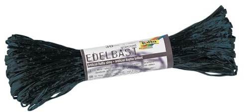 folia 9290 - Raffia Edelbast, 1 Bündel á 30 m in schwarz, Schnur aus glänzender Kunstfaser, ideal zum Basteln, zur Dekoration oder für Gestecke, Sträuße und andere floristische Arbeiten