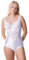 Camille Women's Underwired Shapewear Bodysuit – Floral Lace Tummy Control Body Shaper with Adjustable Straps – Firm Control Women's Bodysuits - White 36E