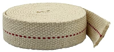 Light of Mine - 7/8 Inch 6' Foot, 100% Cotton Flat Wick for Paraffin Oil, Kerosene Based Lanterns, and Oil Lamps with Genuine Red Stitch (7/8 - 6' Roll)