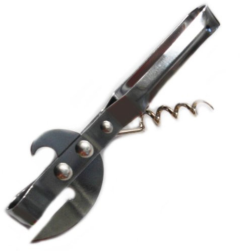 apollo The HOUSEWARES Brand Can Opener Stab w Corkscrew, Stainless Steel, Chrome, 23x8x1.8, 6739