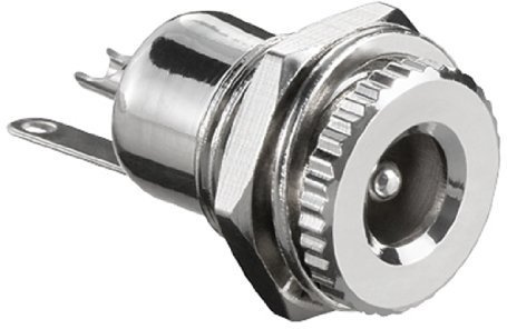 12V 24V DC Einbau-Buchse Einbau-Kupplung Terminal Einbauelement männlich, Innendurchmesser 5,7mm, Stiftdurchmesser 2,1mm, Metallausführung mit Befestigungsmutter
