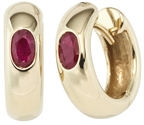 Jobo Damen-Creolen aus 14 Karat 585 Gold mit Rubin Oval