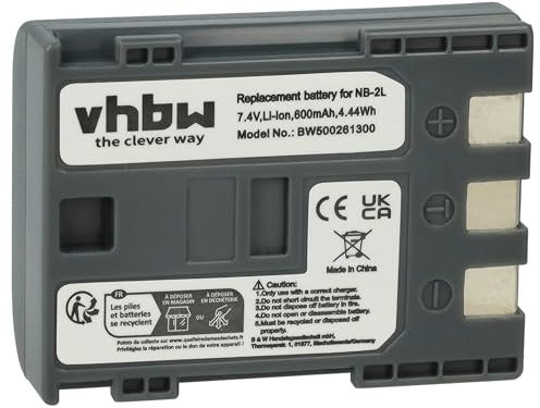 vhbw Batterie Compatible avec Canon Legria MV5, MV5i, MV5iMC, MV6iMC, MV800, MD215, MV830, MD235, MD255 caméra vidéo caméscope (600mAh, 7,2V, Li-ION)