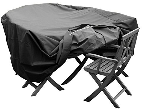 GREEN CLUB Housse de Protection pour Salon de Jardin Ovale Haute qualité Polyester L 224 x l 150 x h 78 cm Couleur Anthracite