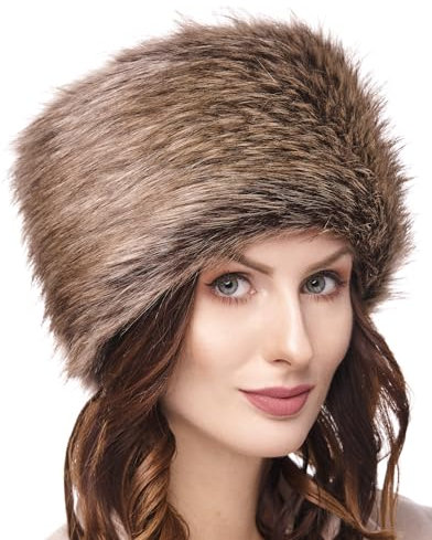 Futrzane Classic Kosakenmütze - Fellmütze Damen Winter - Pelz Russische Mütze (M, Braun Classic)