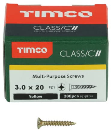 TIMCO Classic Multi-Purpose Screws - PZ - Double Countersunk - 3.0 x 20 - Gold - Box of 200