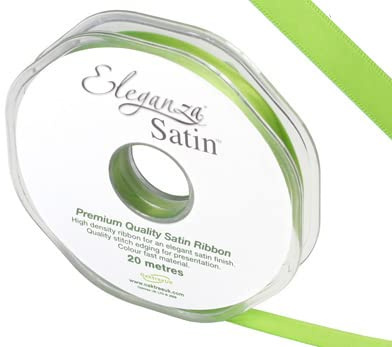 ELEGANZA Double Faced Satin 10mm x 20m Pistachio No.27, 10 mm x 20 m