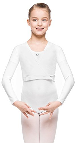 Arabesque Langarm Mädchen Ballettjacke Wickeljacke Bolero, 2005 (134/140, Weiß)