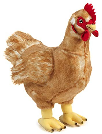 Living Nature Large Hen, Realistic Soft Cuddly Farm Toy, 32cm, Red