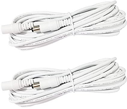 LitaElek 2pcs 2.5m/8.2ft DC 12V Extension Cable with 2.1mm x 5.5mm DC Plug Adapter DC 0-36V Male to Female Power Cord for Car Monitor, CCTV Wireless IP Camera, LED Strip Light, etc., White