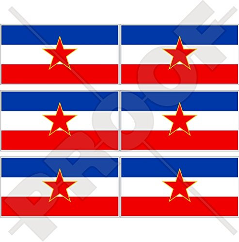 Yugoslawien SFR Flagge, Sozialistische Bundesrepublik, SFR, Jugoslawische 40 mm (1,6 Zoll) Handy-Vinyl-Mini-Aufkleber, 6 Stück