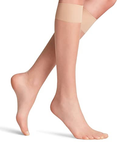 FALKE Damen Kniestrümpfe Shelina 12 DEN W Kh ultra-transparent einfarbig 1 Paar, Hautfarben Powder 4169, 39-42
