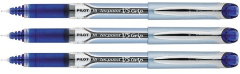 Pilot V5 Grip Liquid Ink Rollerball 0.5 mm Tip (Pack of 3) - Blue