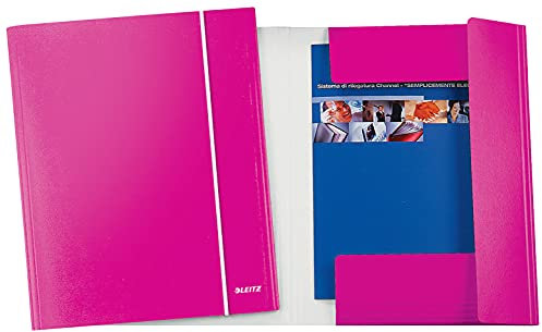 LEITZ Chemise à 3 rabats, capacité 150 feuilles, format 25 x 35 cm, fermeture à élastique, carton plastifié, Wow