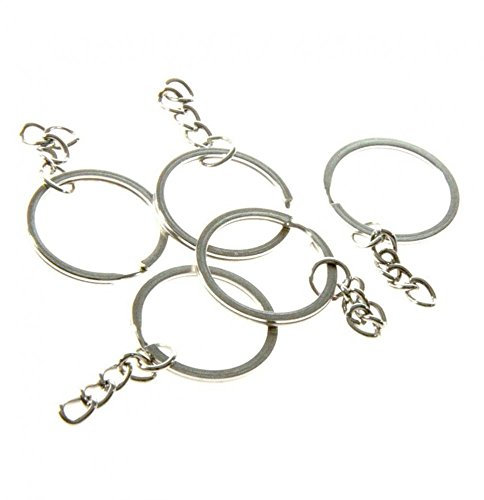 5 Anneaux Porte clés clefs chaine diamètre 30 mm création bijoux - Argenté