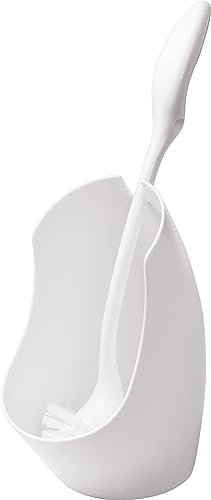 Haug Bürsten - WC-Garnitur modern - Reinigungsbürste – Farbe: Weiß - Mittel/Harter Besatz – Größe: 190 x 110 x 375 mm - Hitzebeständig bis 80 °C - MET & ABS Kunststoff