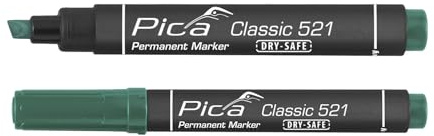 Pica 521/36 Marker/Permanentmarker Classic Farbe: grün | permanent-Tinte auf Alkoholbasis | wasser und- abriebfest | bis zu 48h offen lagerfähig | Keilspitze: 2-6 mm