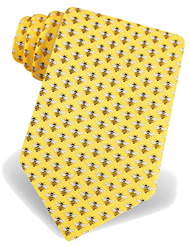 Alynn Herren Krawatte mit Bienenenmotiv, 100% Seide, Gelb