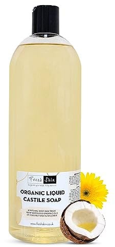 Freshskin Beauty LTD | 1 Litre Organic Liquid Castile Soap (1000ml) - All-Natural Unscented Liquid Soap - Pure SLS SLES Free - Vegan Friendly - 100% Organic
