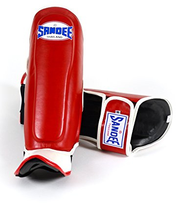 Sandee Authentic Red & White Synthetic Leather Boot Shinguard-JNR