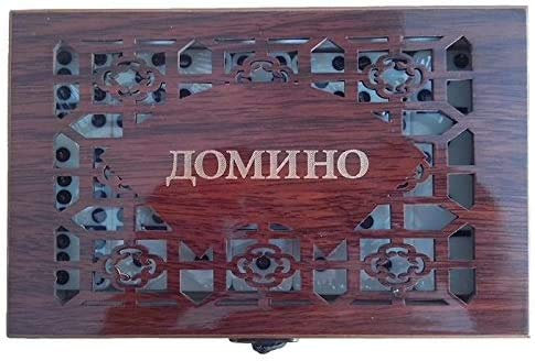 Domino in Einer schön verzierten Holz Box 20x12x4 cm