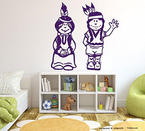 Sunnywall Wandtattoo Wandaufkleber Indianer Indianerin Children Kupfer Gr1