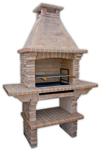 Stone Masonry Barbecue BBQ With Grill and Side Tables