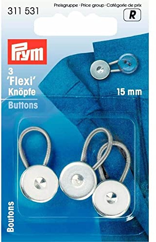 Prym Silver Extender Flexi Buttons for Dressmaking - per Pack of 3