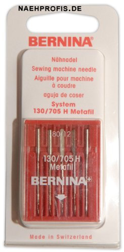 BERNINA Metafil-Nadel 80, Kugelspitze, 1 Stück, für Leder, Kunstleder, Vinyl, Nähmaschinen-Nadel
