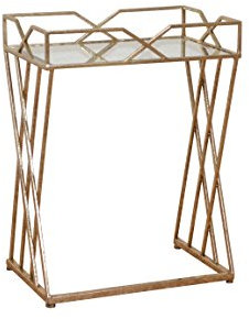 Beistelltisch, Konsolentisch rechteckig- Luisa Metall-Glas, goldfarbig- Höhe 62 cm