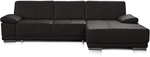 CAVADORE Schlafsofa Corianne in echtem Leder / Eckcouch mit Bettfunktion und beidseitiger Armteilverstellung / 282 x 80 x 162 / Echtleder, braun