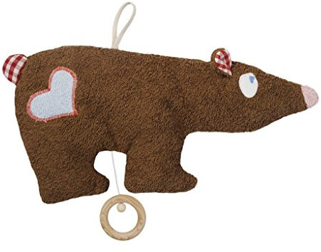Efie Bio-Spieluhr Braunbär – 100 % Baumwolle (kbA), Schurwollfüllung (kbT), GOTS-zertifiziert – handgefertigt in Deutschland – Babyspielzeug (Guten Abend, gute Nacht (Brahms Wiegenlied))