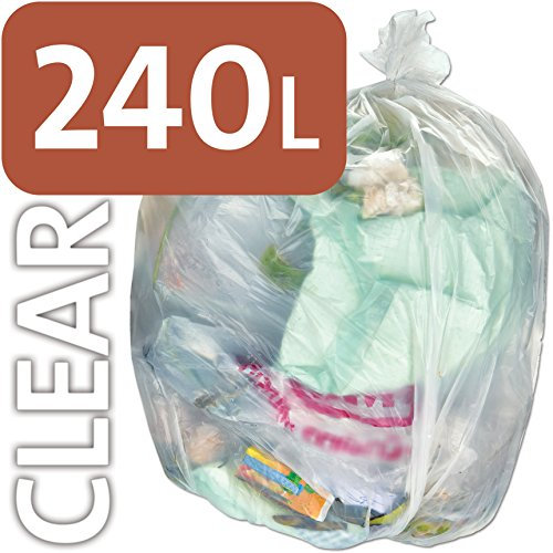 Bolsa de plástico Transparente Resistente Alina, 240 litros, para contenedores con Ruedas, 25 Sacks