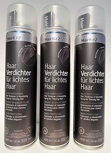 Vorratsangebot! 3 Jumbo-Dosen Hairfor2 Haarverdichtungsspray 400ml (dunkelbraun)