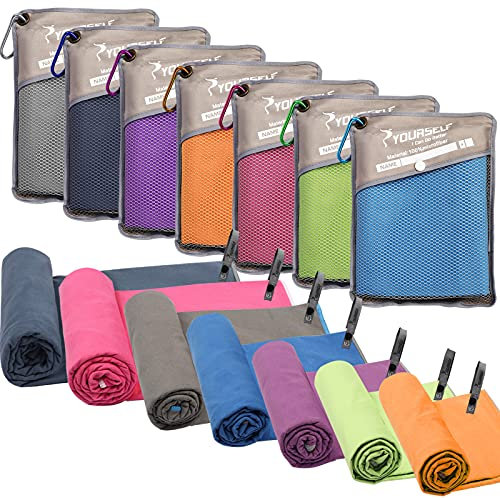 SYOURSELF Camping-Handtuch, Mikrofaser-Handtuch, schnell trocknendes Strandtuch, super saugfähig, kompakt, Reisehandtuch, Yoga, Fitnessstudio, Sporthandtuch für Workout, Camping, Wandern, Bad,
