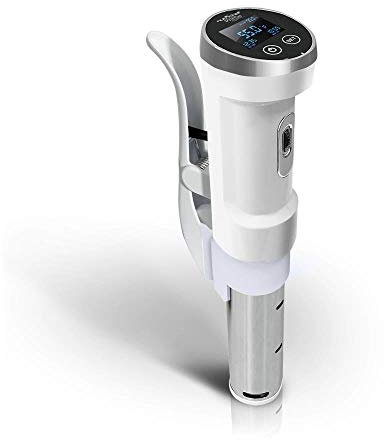 NutriChef Sous Vide olla de precisión de acero inoxidable con circulador de inmersión, configuración de temporizador para hacer bistec, color negro