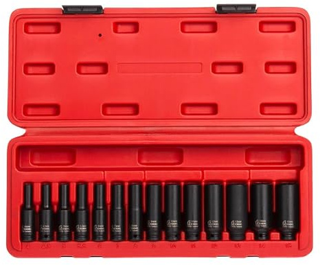 SUNEX 1831–42 pièces 1/10,2 cm Drive profonde métrique Set de douille à impact magnétique