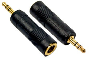 Gold 3.5mm AUX Male to 6.35mm ¼” Female Socket Adapter - Large Keyboard Instrument Headphone/Headset Jack - Loops